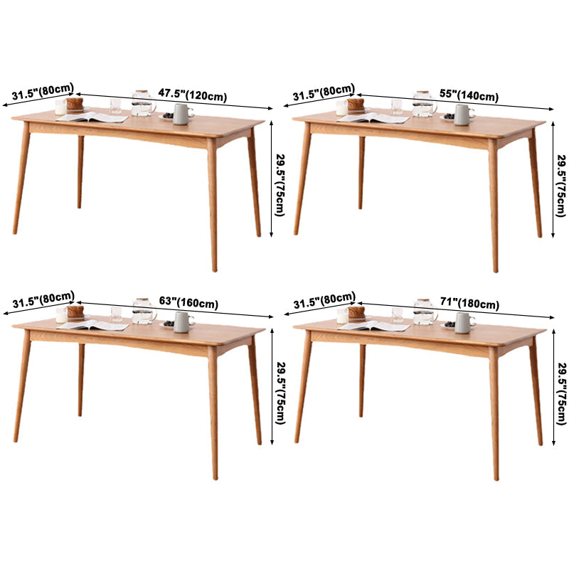 Solid Wood Modern Dining Table Brown Rectangle Table with 4 Legs for Home Use