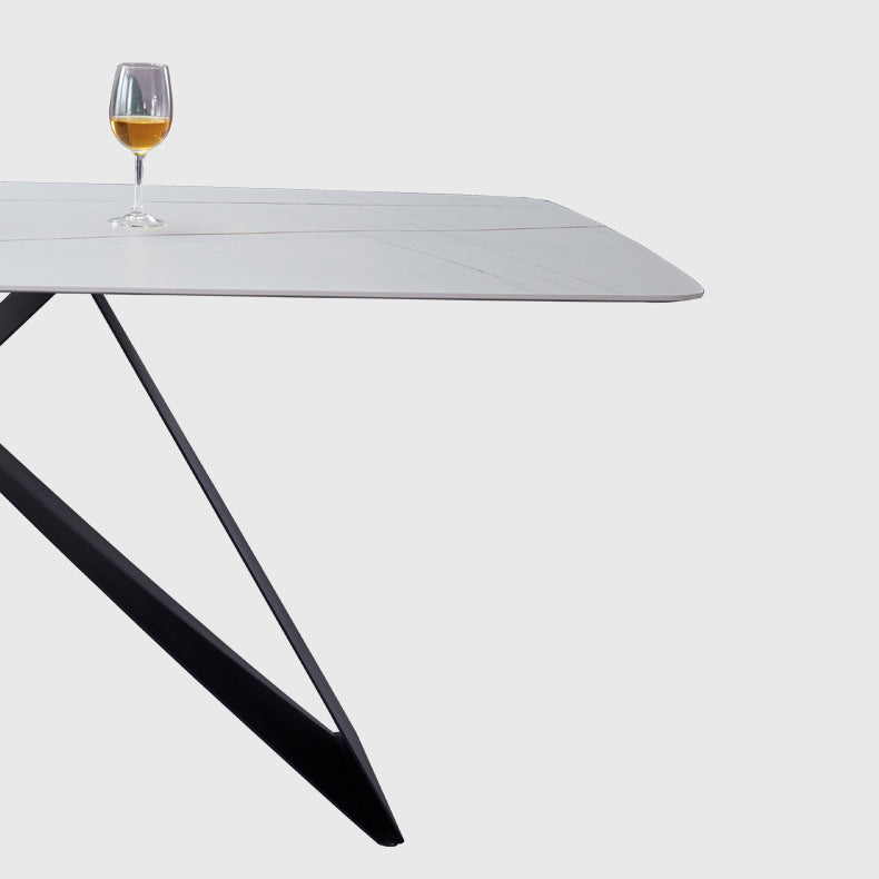 Metal Contemporary Rectangle Dining Table Sintered Stone Table for Dining Room and Kitchen