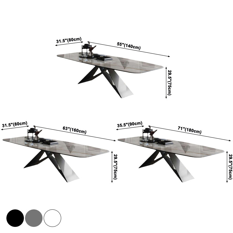 Metal Contemporary Rectangle Dining Table Sintered Stone Table for Dining Room and Kitchen