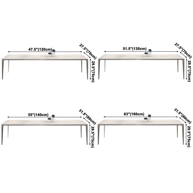 Contemporary Dining Table Sintered Stone Dining Table with 4 Metal Legs for Dining Room