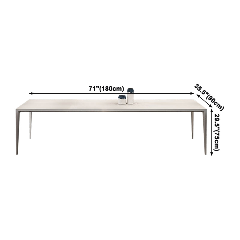Contemporary Dining Table Sintered Stone Dining Table with 4 Metal Legs for Dining Room