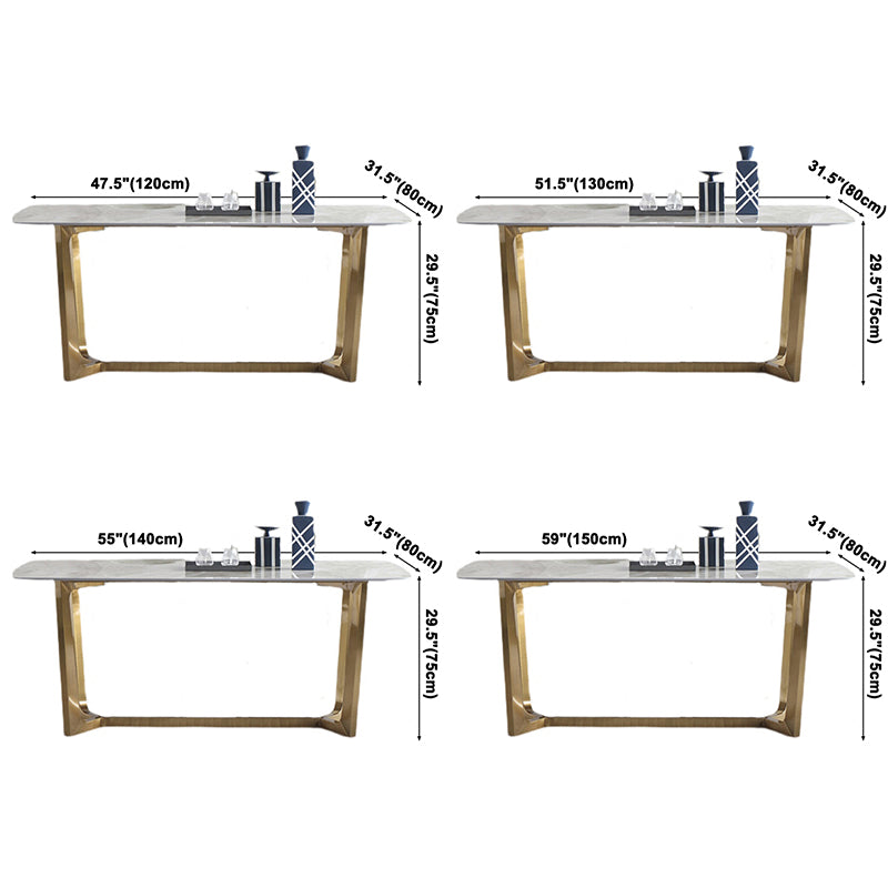 Mesa de comedor rectangular moderno de metal Mesa de piedra sinterizada para el comedor