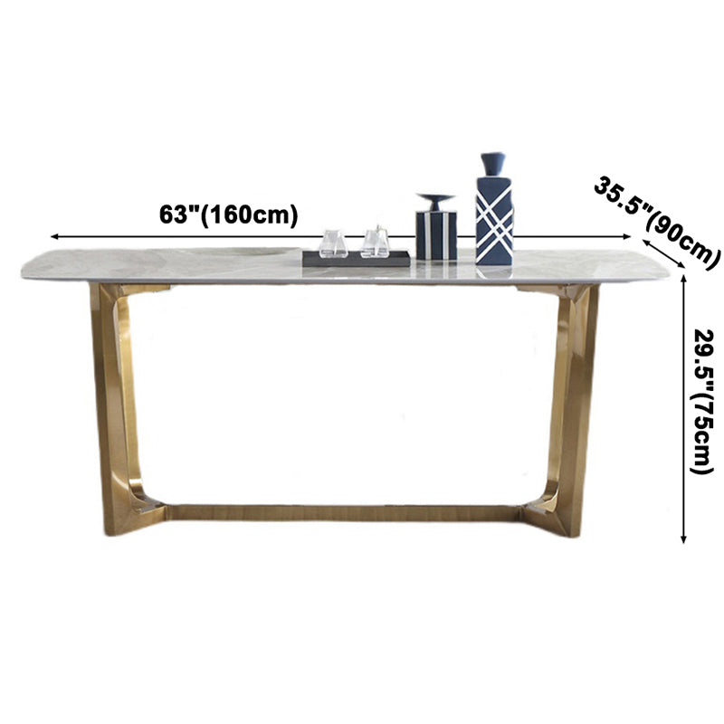 Mesa de comedor rectangular moderno de metal Mesa de piedra sinterizada para el comedor
