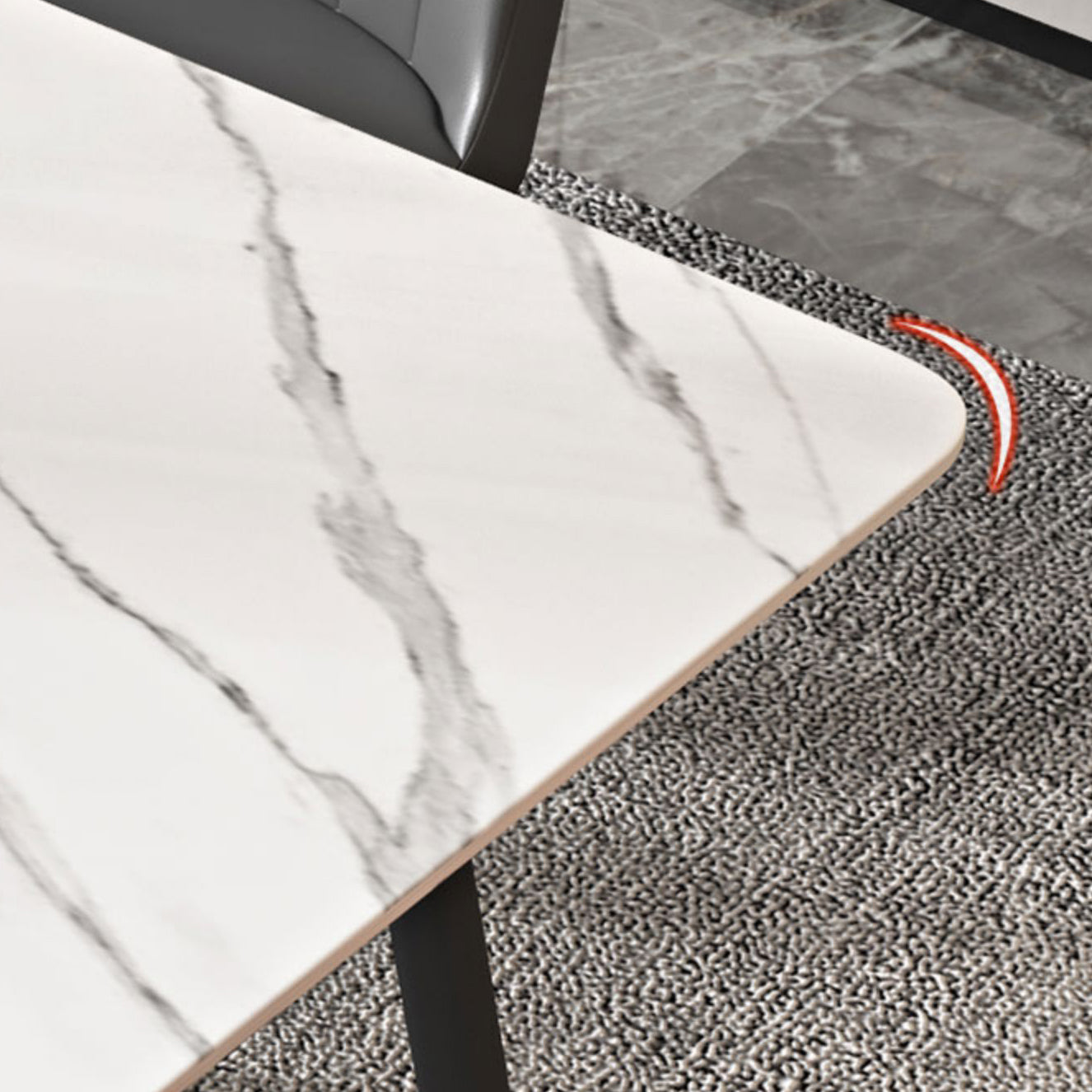 Metal Simplicity Rectangle Dining Table Stone Dinner Table with 4 Legs