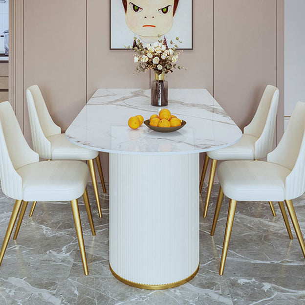 Contemporary Dining Table Sintered Stone Dining Table with Double Pedestal for Dining