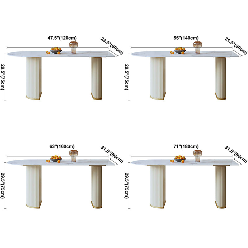 Contemporary Dining Table Sintered Stone Dining Table with Double Pedestal for Dining