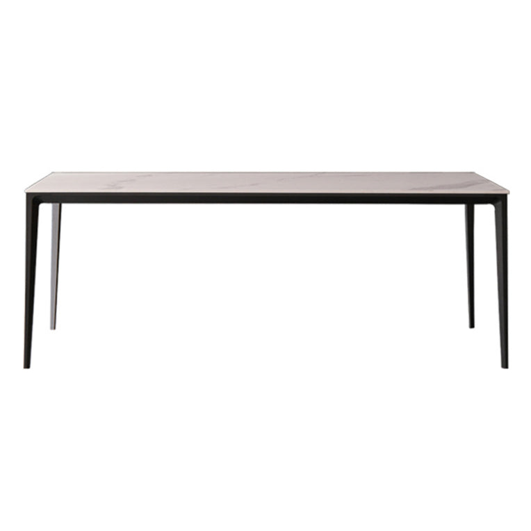 Contemporary Dining Table Sintered Stone Rectangular Table with Metallic Four-leg