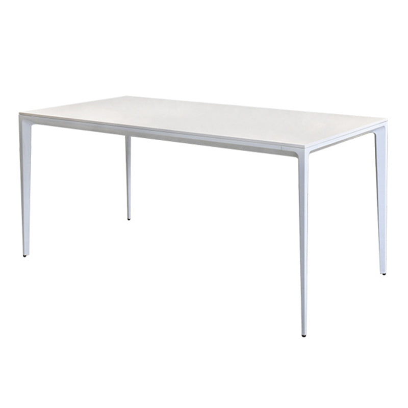 Contemporary Dining Table Sintered Stone Rectangular Table with Metallic Four-leg