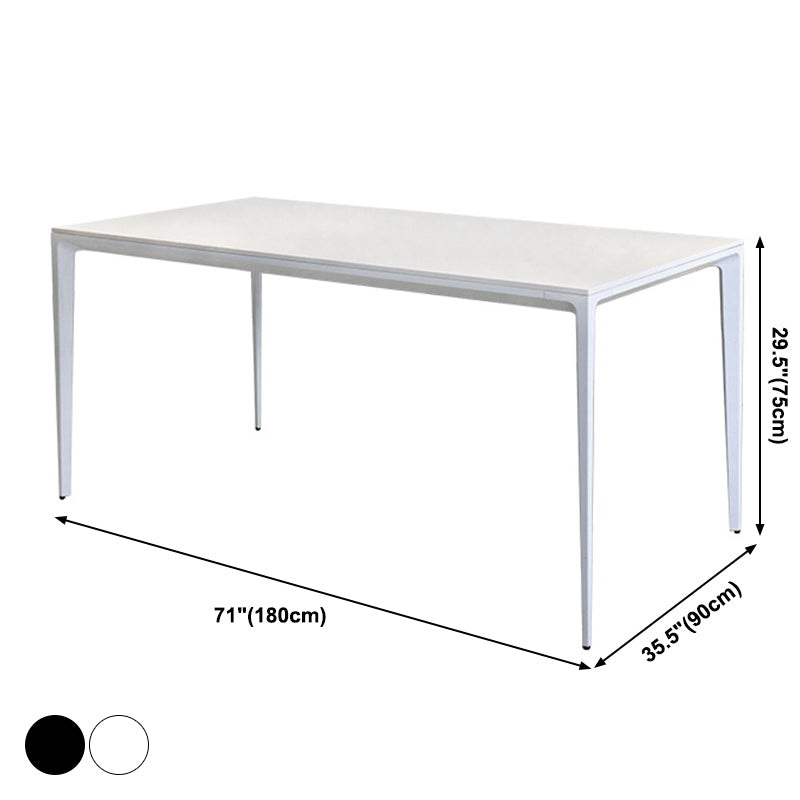 Contemporary Dining Table Sintered Stone Rectangular Table with Metallic Four-leg