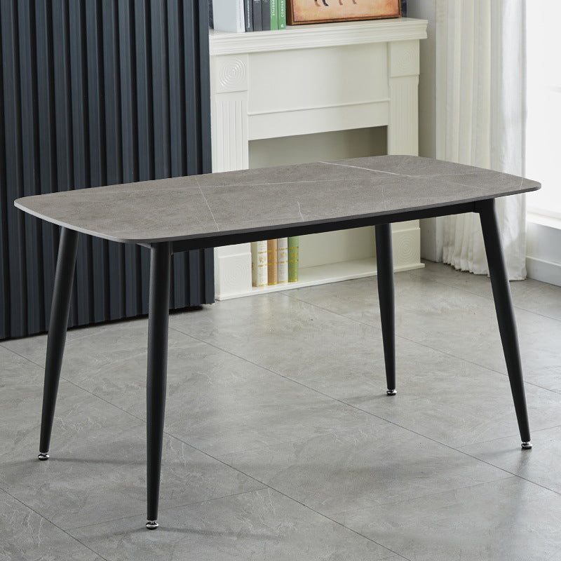 Mesa de comedor rectangular contemporánea Mesa de comedor de piedra sinterizada con 4 patas de metal para comedor