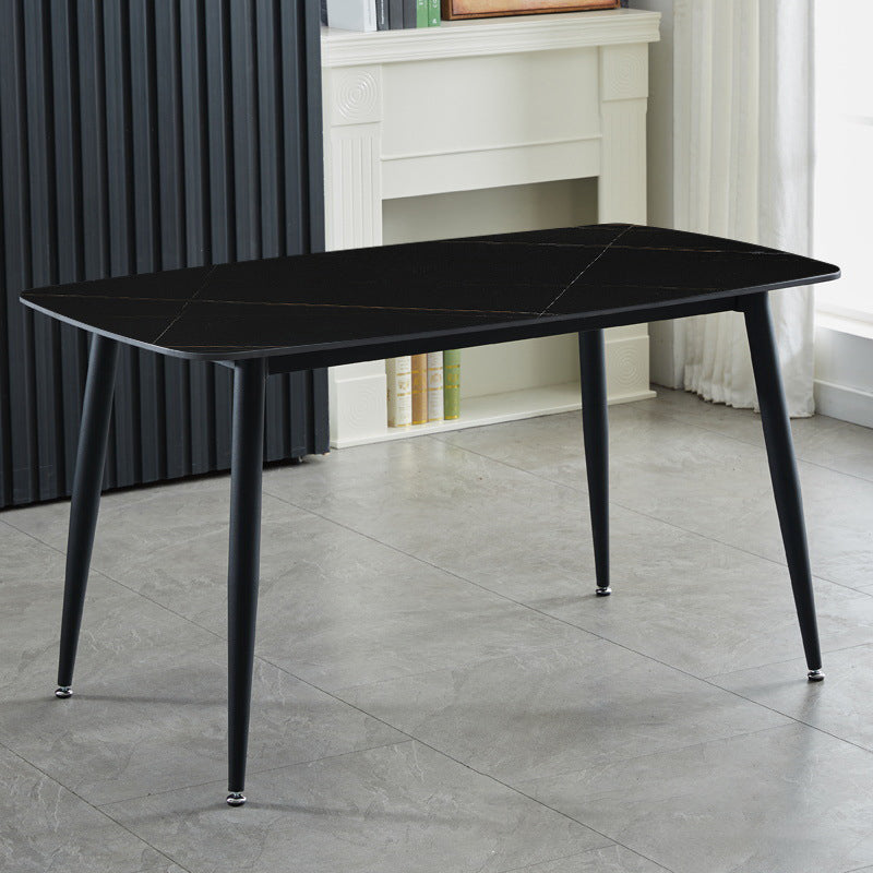 Mesa de comedor rectangular contemporánea Mesa de comedor de piedra sinterizada con 4 patas de metal para comedor