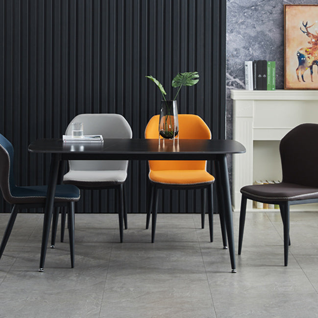 Mesa de comedor rectangular contemporánea Mesa de comedor de piedra sinterizada con 4 patas de metal para comedor