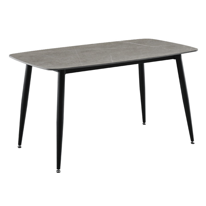 Mesa de comedor rectangular contemporánea Mesa de comedor de piedra sinterizada con 4 patas de metal para comedor