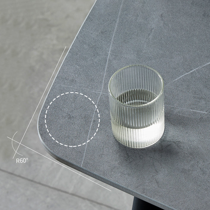 Mesa de comedor rectangular contemporánea Mesa de comedor de piedra sinterizada con 4 patas de metal para comedor