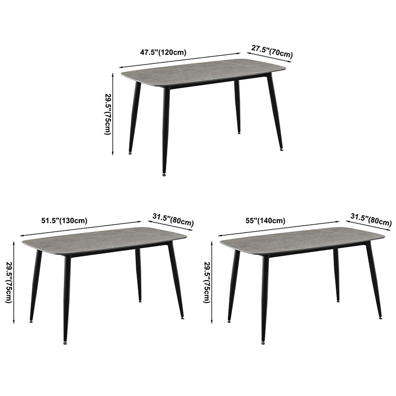 Mesa de comedor rectangular contemporánea Mesa de comedor de piedra sinterizada con 4 patas de metal para comedor