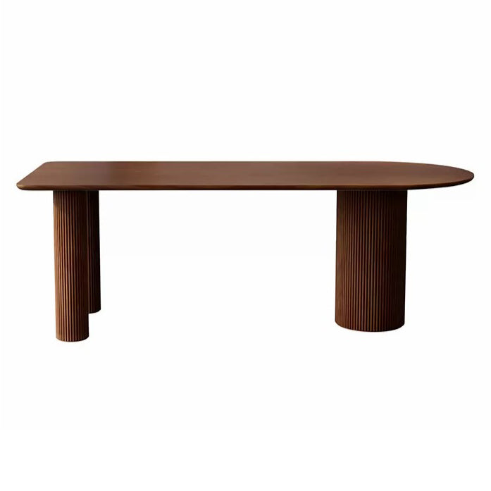 Contemporary Dining Table Pine Solid Wood Table with 3 Legs for Dining Room