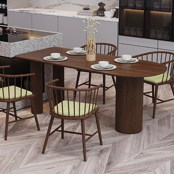 Contemporary Dining Table Pine Solid Wood Table with 3 Legs for Dining Room