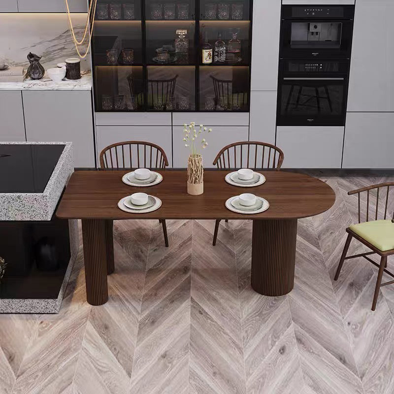Contemporary Dining Table Pine Solid Wood Table with 3 Legs for Dining Room