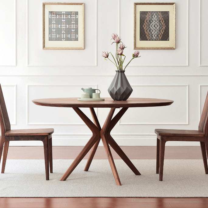 Mesa de comedor redonda contemporánea mesa de pedestal de madera maciza para mesa de cocina del comedor