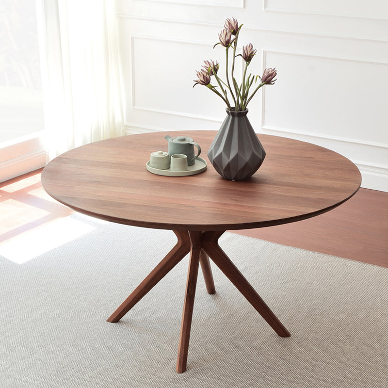 Mesa de comedor redonda contemporánea mesa de pedestal de madera maciza para mesa de cocina del comedor