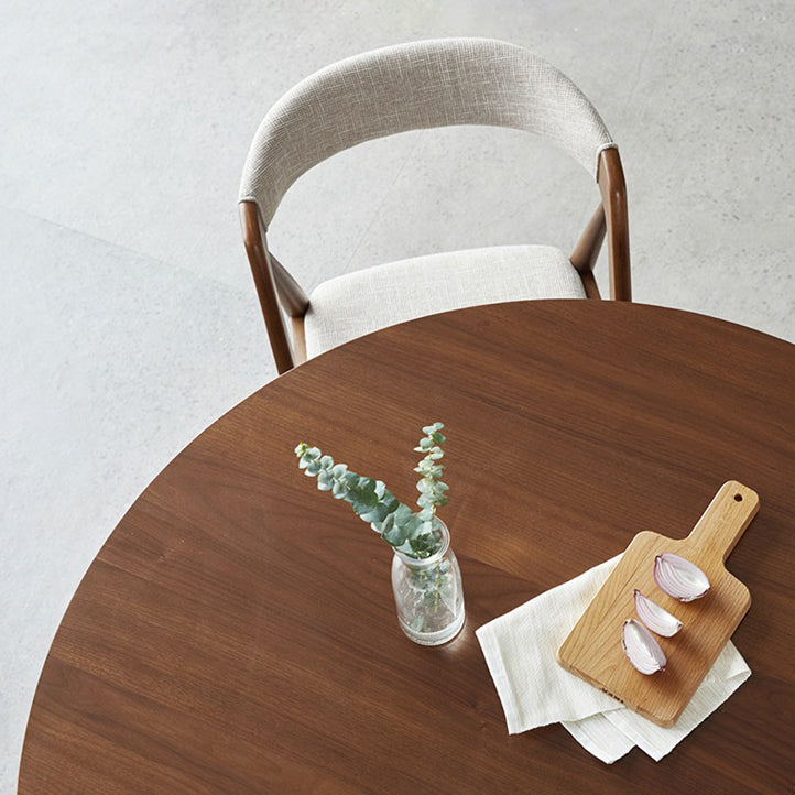 Mesa de comedor redonda contemporánea mesa de pedestal de madera maciza para mesa de cocina del comedor