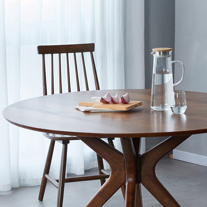 Mesa de comedor redonda contemporánea mesa de pedestal de madera maciza para mesa de cocina del comedor