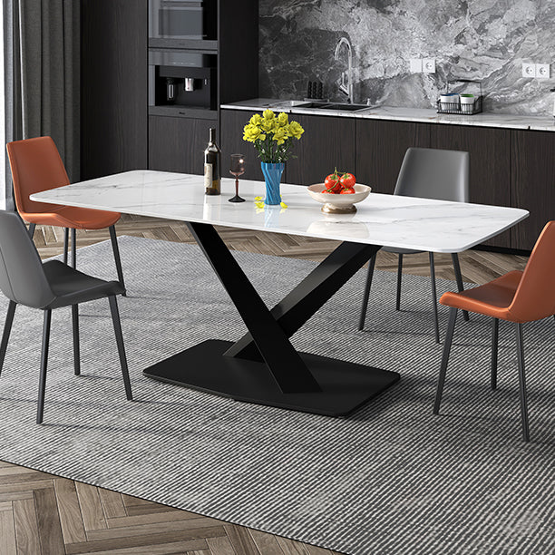 Metal Modern Rectangular Dining Table Sintered Stone Table for Dining Room