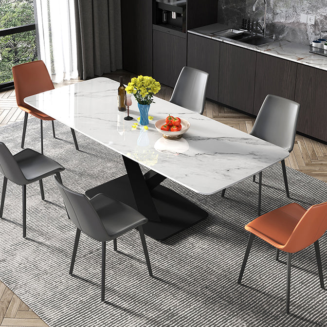 Metal Modern Rectangular Dining Table Sintered Stone Table for Dining Room
