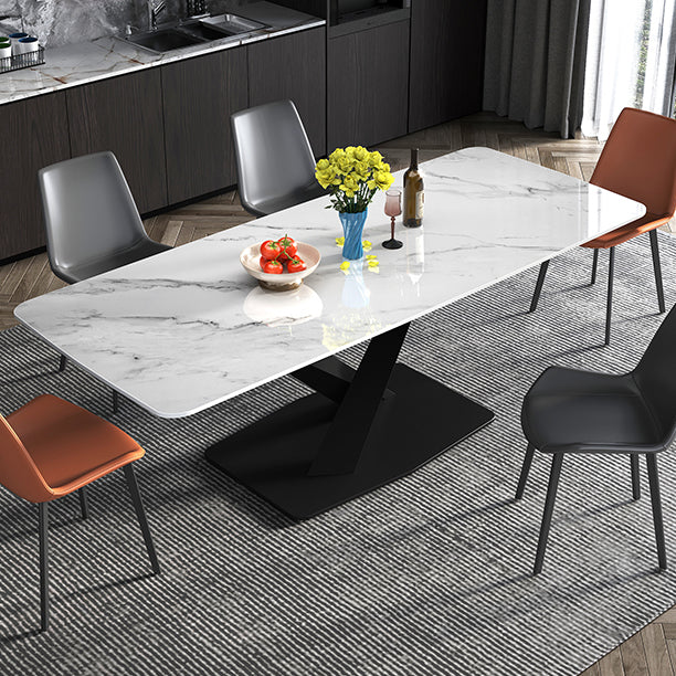 Metal Modern Rectangular Dining Table Sintered Stone Table for Dining Room