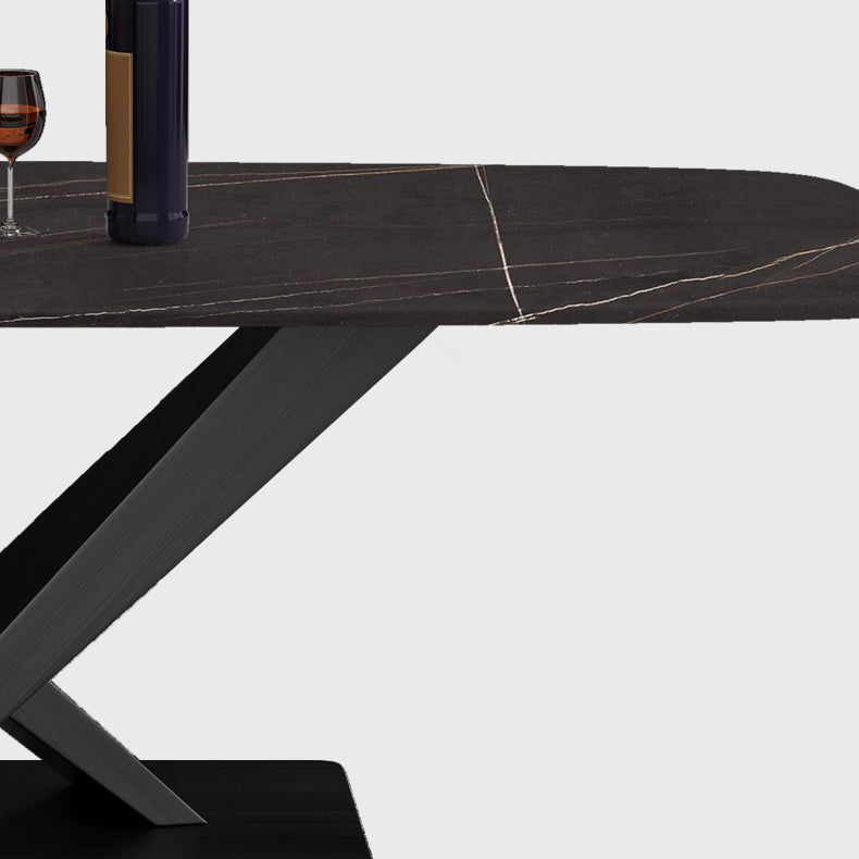 Metal Modern Rectangular Dining Table Sintered Stone Table for Dining Room