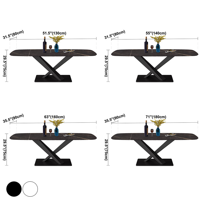 Metal Modern Rectangular Dining Table Sintered Stone Table for Dining Room