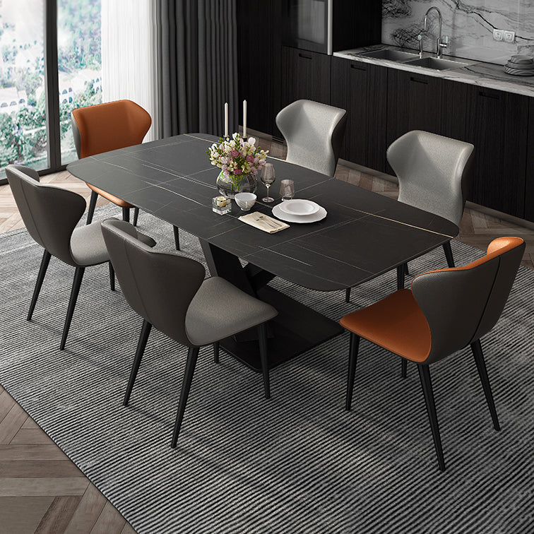 Metal Modern Rectangular Dining Table Sintered Stone Table for Dining Room
