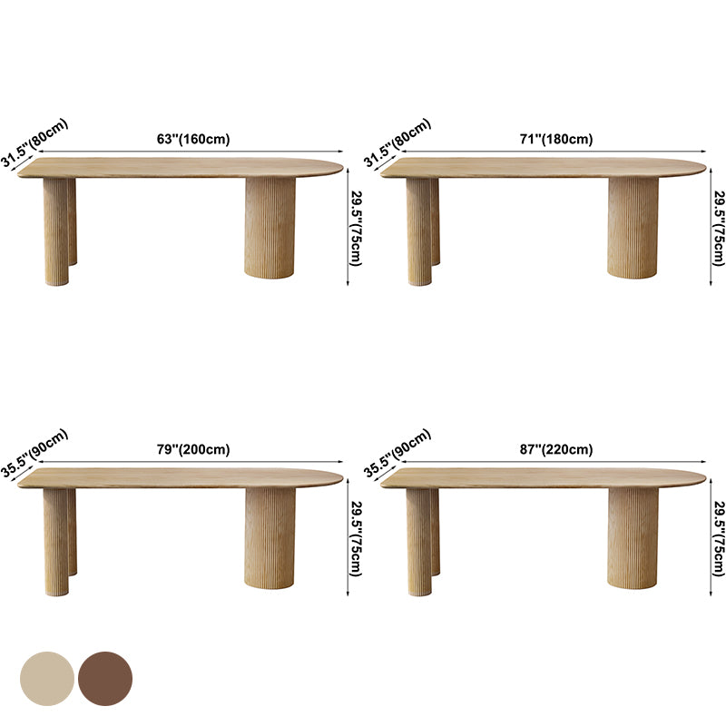 Contemporary Dining Table Ash Solid Wood Table with 3 Legs for Dining Room