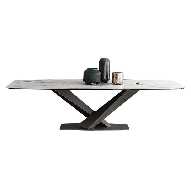 Metal Contemporary Rectangular Dining Table Sintered Stone Table for Dining Room