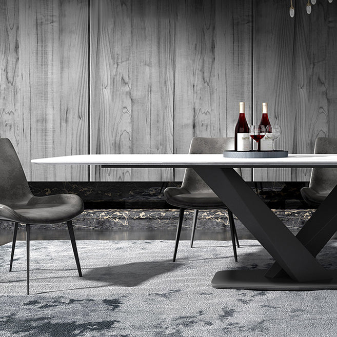 Metal Contemporary Rectangular Dining Table Sintered Stone Table for Dining Room