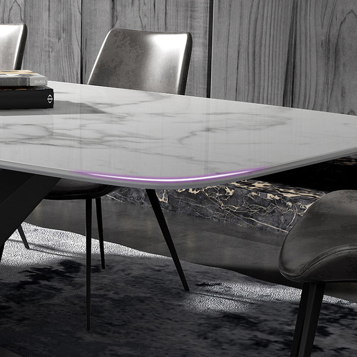 Metal Contemporary Rectangular Dining Table Sintered Stone Table for Dining Room