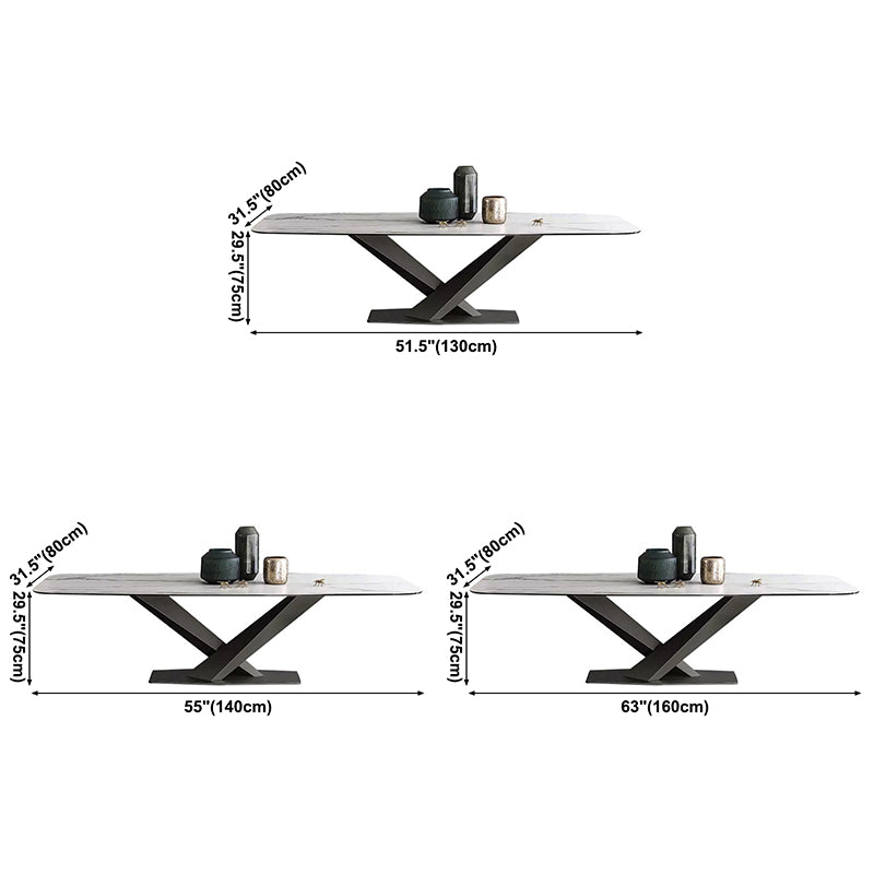 Metal Contemporary Rectangular Dining Table Sintered Stone Table for Dining Room
