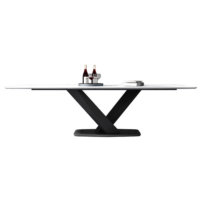 Metal Contemporary Rectangular Dining Table Sintered Stone Table for Dining Room