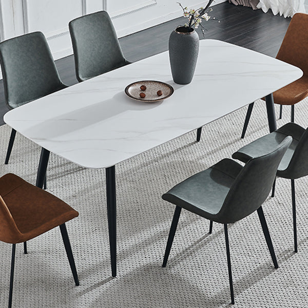 Contemporary Dining Table Sintered Stone Dining Table with 4 Metal Legs