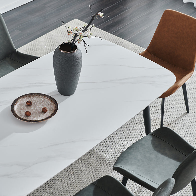 Contemporary Dining Table Sintered Stone Dining Table with 4 Metal Legs