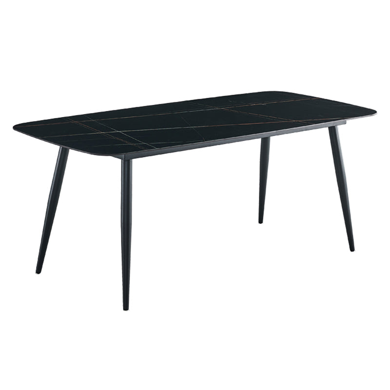 Contemporary Dining Table Sintered Stone Dining Table with 4 Metal Legs