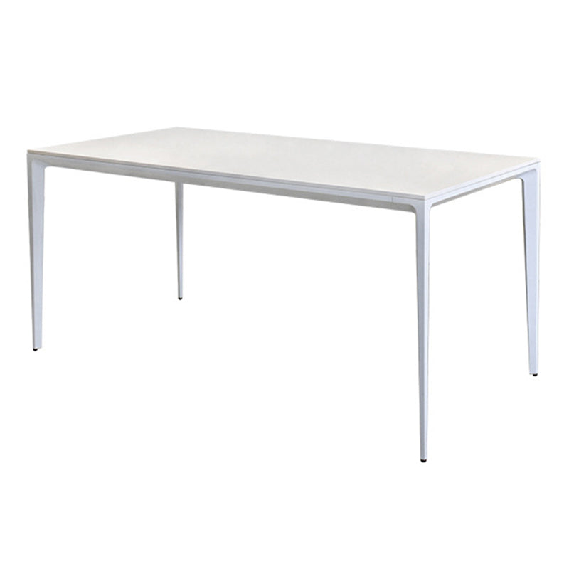 Metal Contemporary Rectangle Dining Table White Sintered Stone Table for Dining Room
