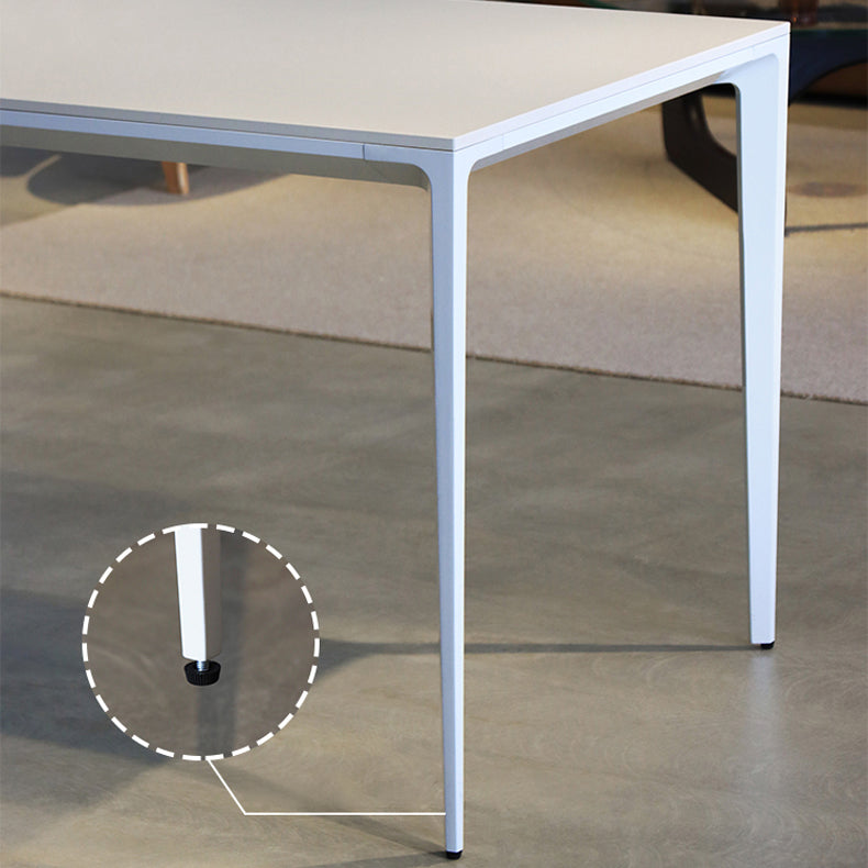 Metal Contemporary Rectangle Dining Table White Sintered Stone Table for Dining Room