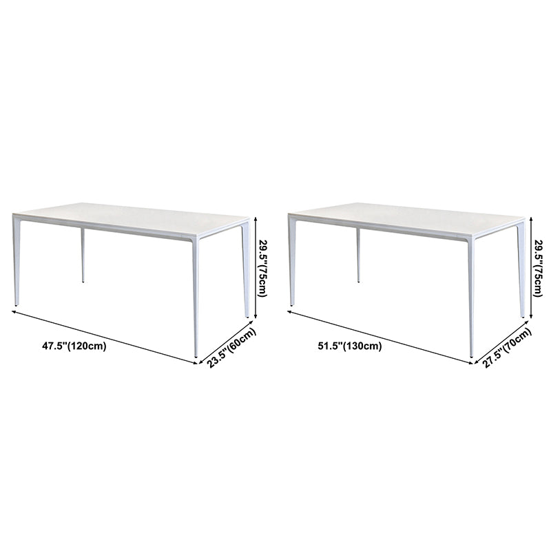 Metal Contemporary Rectangle Dining Table White Sintered Stone Table for Dining Room