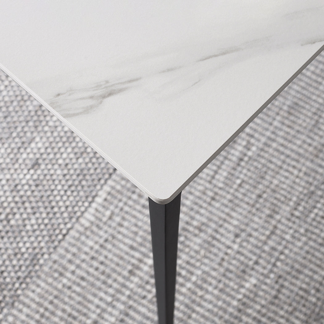 Modern Style Sintered Stone Dining Table White Rectangle Table with 4 Legs for Kitchen