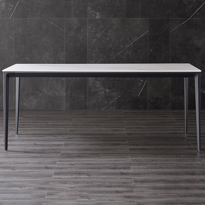 Modern Style Sintered Stone Dining Table White Rectangle Table with 4 Legs for Kitchen