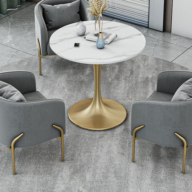 Mesa de comedor redonda contemporánea Mesa de comedor de piedra sinterizada con base de tulipán
