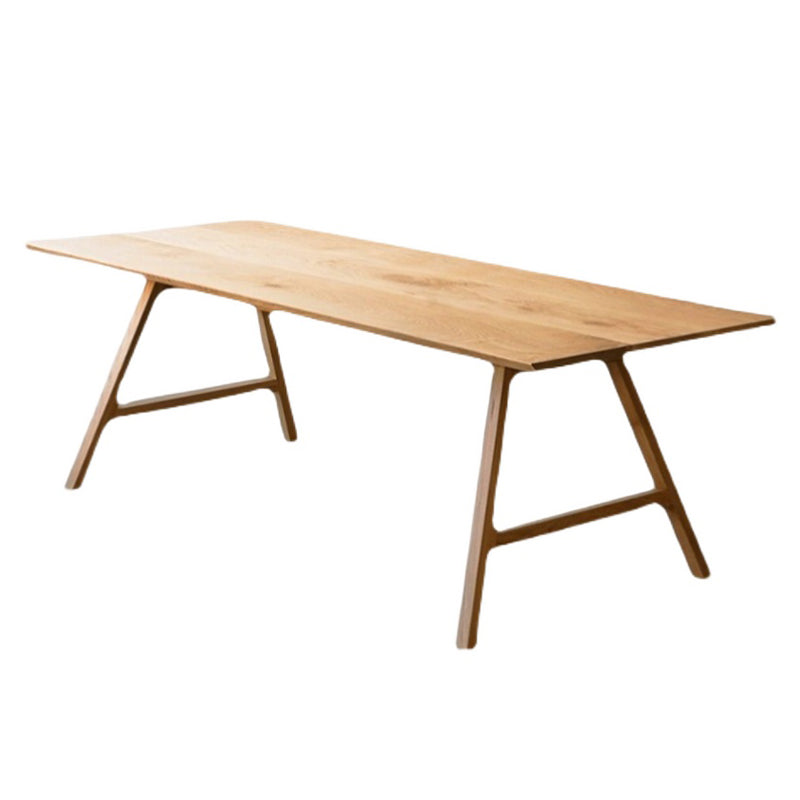 Contemporary Rectangle Dining Table Pine Solid Wood Table with Double Pedestal