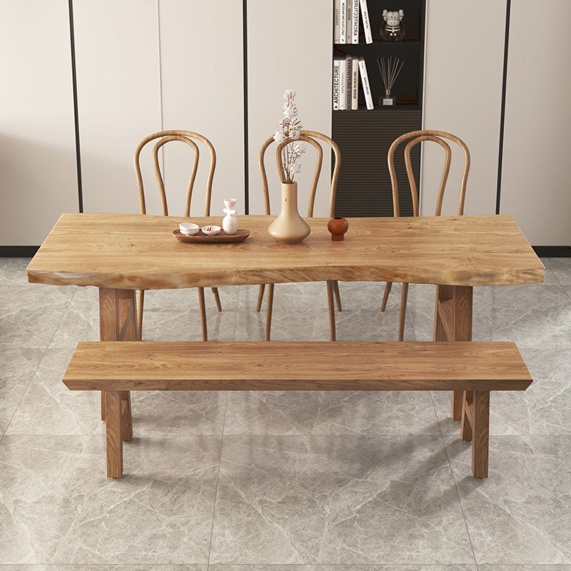 Rectangle Wood Color Dining Table Solid Wood Table Modern Style with 4 Legs