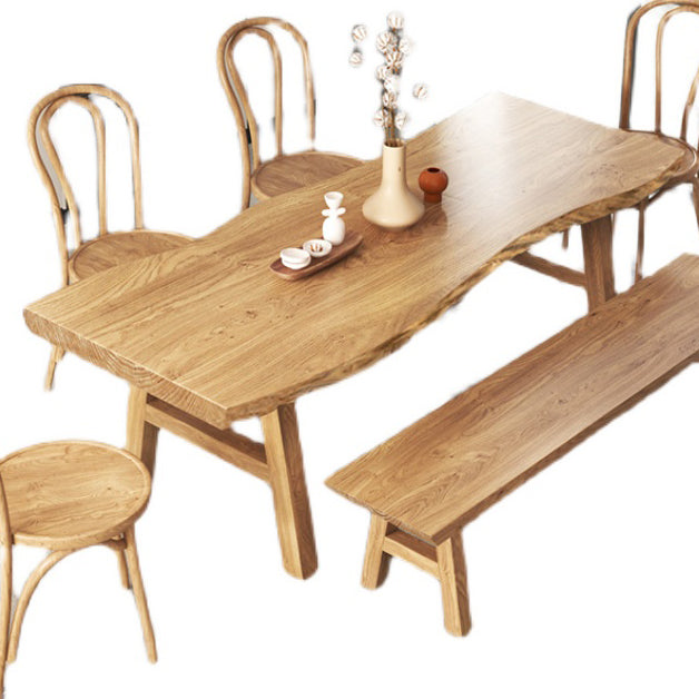 Rectangle Wood Color Dining Table Solid Wood Table Modern Style with 4 Legs